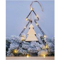 St Helens Metal Christmas Tree Shape Wooden Hanging Centre, Black