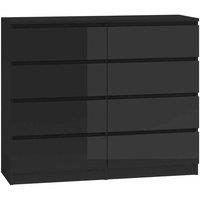 Fwstyle Large Modern 8 Drawer Chest Matt Black, Black