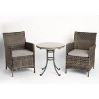 Monaco Traditional Rattan Bistro Set Grey, Grey