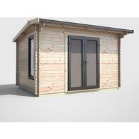 Power 12' x 8' Apex Log Cabin Doors Central, Brown