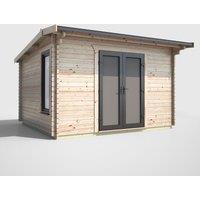 Power 12' x 10' Apex Log Cabin Doors Central, Brown