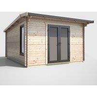 Power 12' x 14' Apex Log Cabin Doors Central, Brown