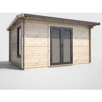 Power 14' x 8' Apex Log Cabin Doors Central, Brown