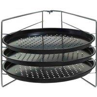 Maison By Premier Three Tier Non Stick Pizza Rack - Black, Black