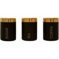Maison By Premier Black and Gold Canisters - Set of 3, Black