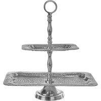 Maison By Premier 2 Tier Hammered Aluminium Cake Stand, Silver