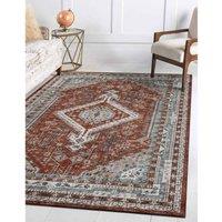 Green Decore Vernal Senglea Persian Machine Washable Non Shedding Non Slip Area Rug Rust Red Blue Beige 152 cm x 213 cm, Cream