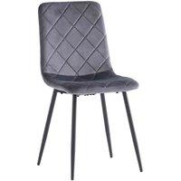 World Furniture 4 x Bella Velvet Dining Chair - Grey Velvet Black Leg, Grey