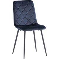 World Furniture 4 x Bella Velvet Dining Chair - Deep Blue Black Leg, Blue