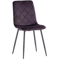 World Furniture 4 x Bella Velvet Dining Chair - Aubergine Black Leg, Purple