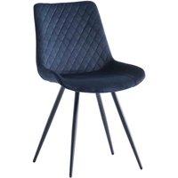 World Furniture 4 x Mabel Velvet Dining Chair - Deep Blue Black Leg, Blue