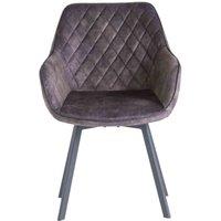 World Furniture 2 x Viola Swivel Dining Chair - Graphite Velvet Black Leg, Grey