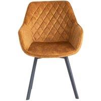 World Furniture 2 x Viola Swivel Dining Chair Antique Gold Velvet/Black Leg, Yellow