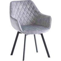 World Furniture 2 x Viola Swivel Dining Chair - Silver Velvet Black Leg