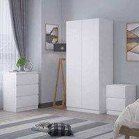FWStyle White High Gloss 2 Door Full Length Wardrobe