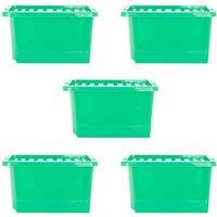 Wham Crystal 28L Storage Box and Lid Set Of 5 - Tint Leprechaun Green, Green