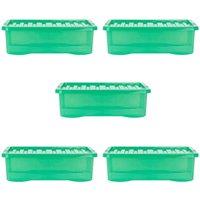 Wham Crystal 32L Storage Box and Lid Set Of 5 - Green, Green
