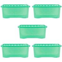 Wham Crystal 45L Storage Box and Lid Set Of 5 - Tint Leprechaun Green, Green