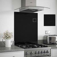 Black Sparkle Glass Kitchen Splashback 600mm X 750mm, Black