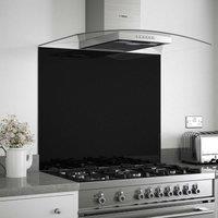 Black Sparkle Glass Kitchen Splashback 900mm X 750mm, Black