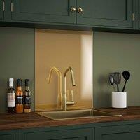Brass Glass Kitchen Splashback 600mm X 750mm, Gold
