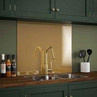 Brass Glass Kitchen Splashback 900mm X 750mm, Gold