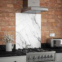 Carrara Marble Glass Kitchen Splashback 600mm X 750mm, Grey
