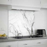 Carrara Marble Glass Kitchen Splashback 900mm X 750mm, Grey