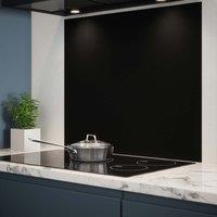 Matt Black Glass Kitchen Splashback 900mm X 750mm, Black