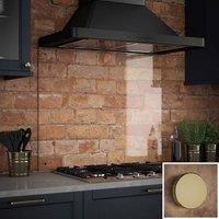 Clear Glass Kitchen Splashback brass Caps 900mm X 750mm, Clear