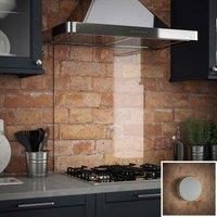 Clear Glass Kitchen Splashback brushed Caps 600mm X 750mm, Clear