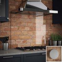 Clear Glass Kitchen Splashback brushed Caps 900mm X 750mm, Clear