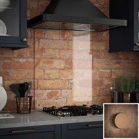 Clear Glass Kitchen Splashback copper Caps 600mm X 750mm, Clear