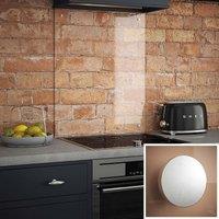 Clear Glass Kitchen Splashback satin Chrome Caps 600mm X 750mm, Clear