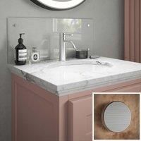 Clear Glass Bathroom Splashback brushed Caps 600mm X 250mm X 4mm, Clear