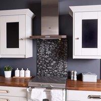 Laura Ashley Lisette Metallic Charcoal Splashback 600x750mm, Grey