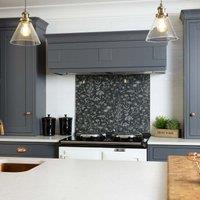 Laura Ashley Lisette Metallic Charcoal Glass Kitchen Splashback 900 X 750mm, Grey