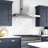 Laura Ashley Lisette White Glass Kitchen Splashback 600mm X 750mm, White
