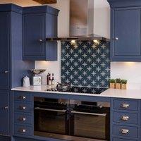 Laura Ashley Wicker Midnight Seaspray Splashback 900x750mm, Blue