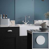 Laura Ashley Clear Glass Kitchen Splashback chrome Caps 600 X 750mm, Clear