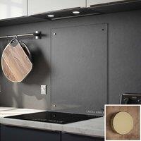 Laura Ashley Clear Glass Kitchen Splashback brass Caps 900 X 750mm, Clear