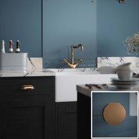 Laura Ashley Clear Glass Kitchen Splashback copper Caps 600 X 750mm, Clear