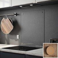 Laura Ashley Clear Glass Kitchen Splashback copper Caps 900 X 750mm, Clear