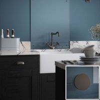 Laura Ashley Clear Glass Kitchen Splashback gunmetal Caps 600 X 750mm, Clear