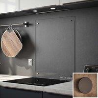 Laura Ashley Clear Glass Kitchen Splashback gunmetal Caps 900 X 750mm, Clear