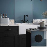 Laura Ashley Clear Glass Kitchen Splashback matt Black Caps 600 X 750mm, Clear