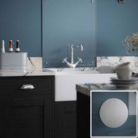 Laura Ashley Clear Glass Kitchen Splashback satin Chrome Caps 600 X 750mm, Clear