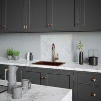 House Beautiful Calacatta Marble Glass Kitchen Splashback 600mm X 750mm, Grey
