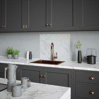 House Beautiful Calacatta Marble Glass Kitchen Splashback 900mm X 750mm, Grey