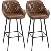 HOMCOM Retro Bar Stools Set Of 2 Brown, Brown